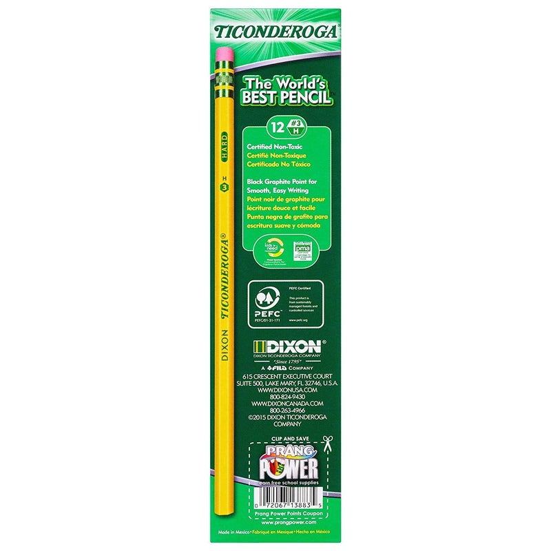 Ticonderoga Pencils, Wood-Cased #3 HB Hard/Fine (4) - Image 5